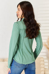 POL Exposed Seam Long Sleeve Knit Top OutfitFlow